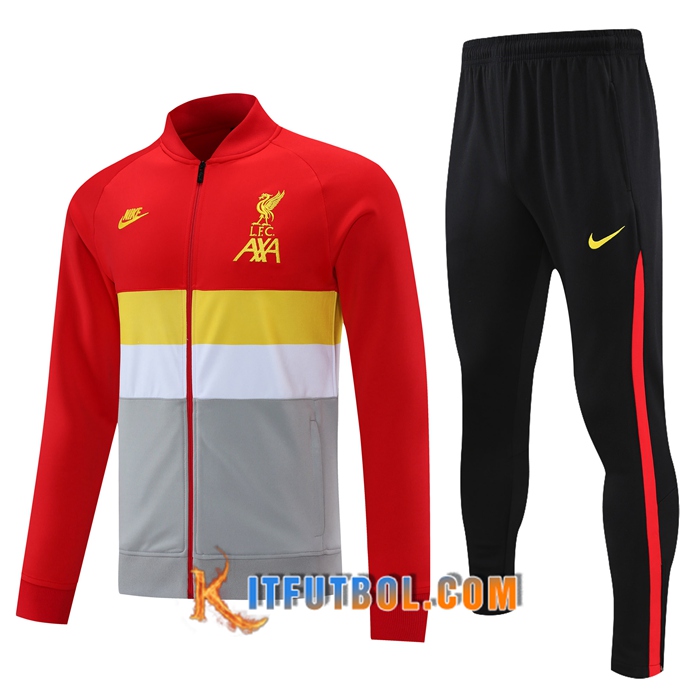 Chandal Equipos De Futbol - Chaqueta FC Liverpool Rojo/Amarillo/Blanca/Grigio 2021/2022