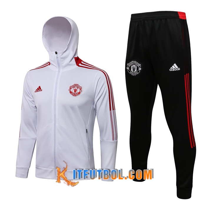 Chaqueta Con Capucha Chandal Manchester United Rojo/Blanca 2021/2022
