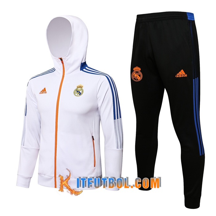 Chaqueta Con Capucha Chandal Real Madrid Blanca/Azul 2021/2022