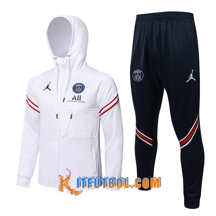 Chaqueta Con Capucha Chandal Jordon PSG Blanca 2021/2022