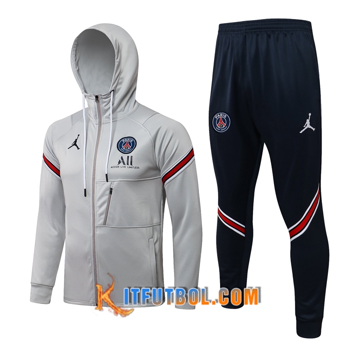 Chaqueta Con Capucha Chandal Jordon PSG Grigio 2021/2022