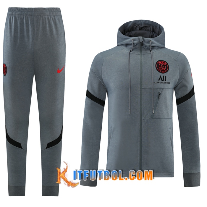 Chaqueta Con Capucha Chandal Jordon PSG Grigio Oscuro 2021/2022