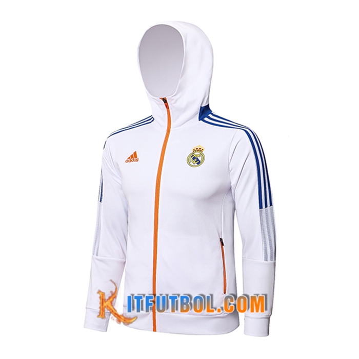 Chaqueta Con Capucha Real Madrid Blanca/Azul 2021/2022