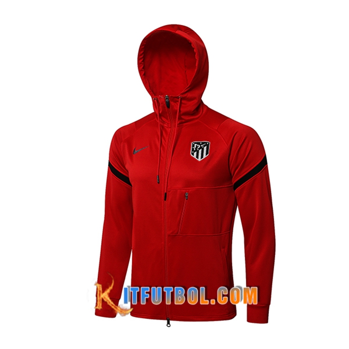 Chaqueta Con Capucha Atletico Madrid Rojo/Negro 2021/2022