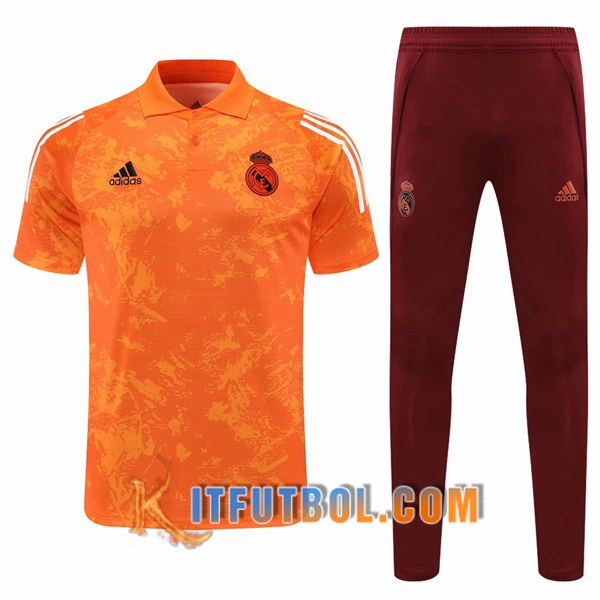 Nueva Polo Futbol Paris Real Madrid + Pantalones Naranja/Blanco 20/21