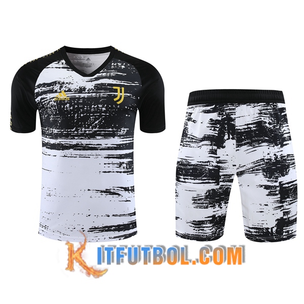 Camisetas de entrenamiento Juventus + Shorts Blanco/Negro 20/21