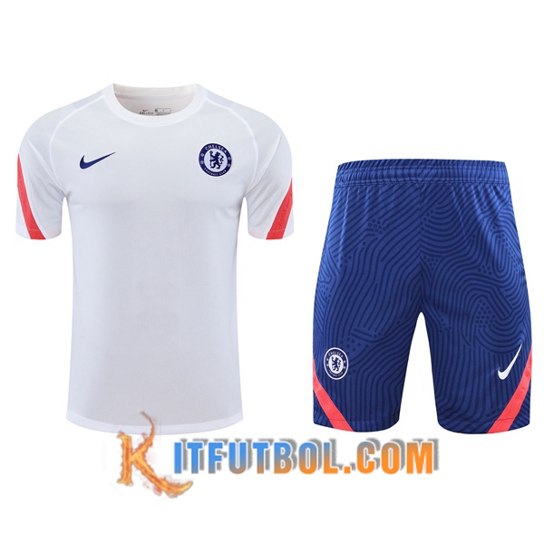 Camisetas de entrenamiento FC Chelsea + Shorts Blanco 20/21