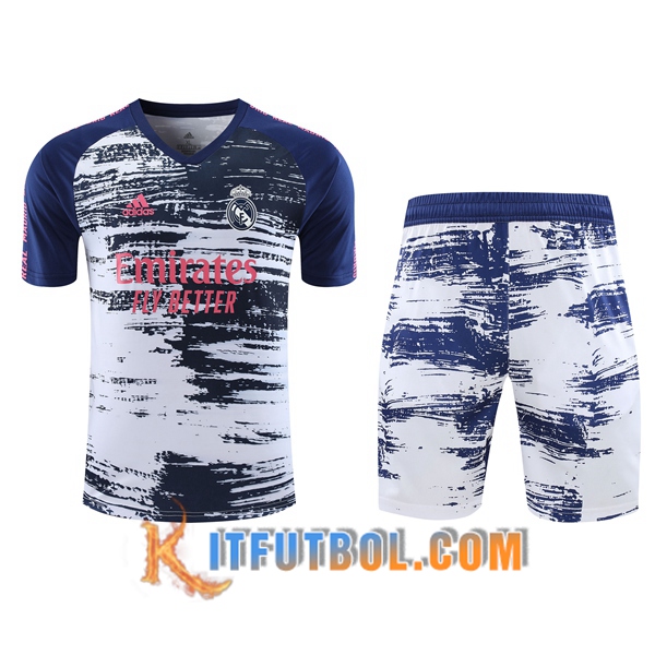 Camisetas de entrenamiento Real Madrid + Shorts Blanco/Azul 20/21