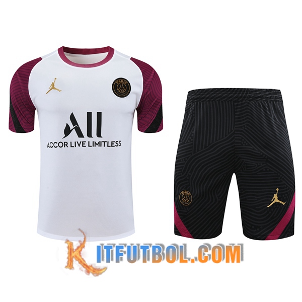Camisetas de entrenamiento PSG Jordan + Shorts Blanco 20/21
