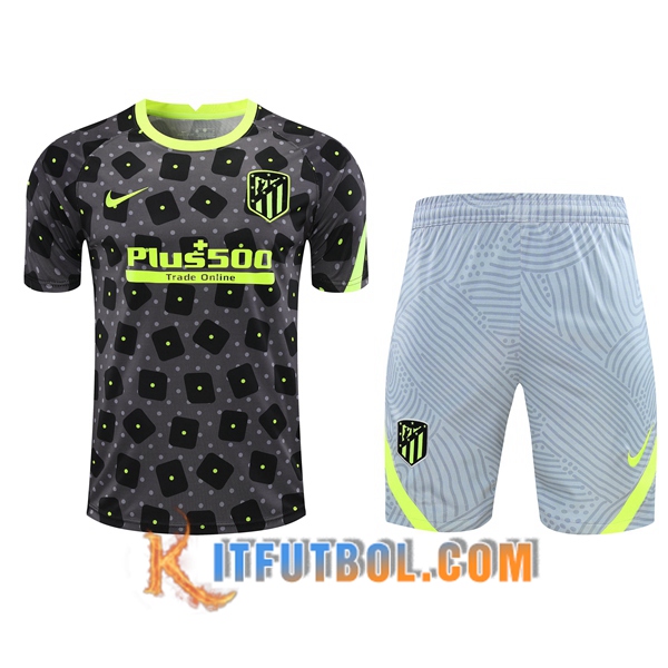 Camisetas de entrenamiento Atletico Madrid + Shorts Negro/Gris 20/21