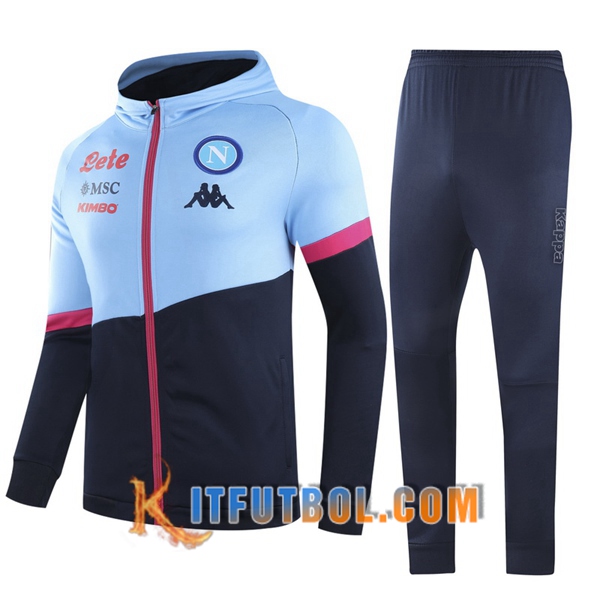 Nueva Chandal Futbol - Chaqueta con capucha + Pantalones SSC Napoles Azul/Negro 20/21