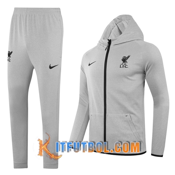 Nueva Chandal Futbol - Chaqueta con capucha + Pantalones FC Liverpool Gris 20/21