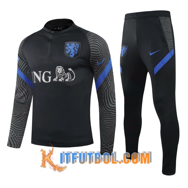 Nueva Chandal Futbol + Pantalones Países Bajos Negro 20/21