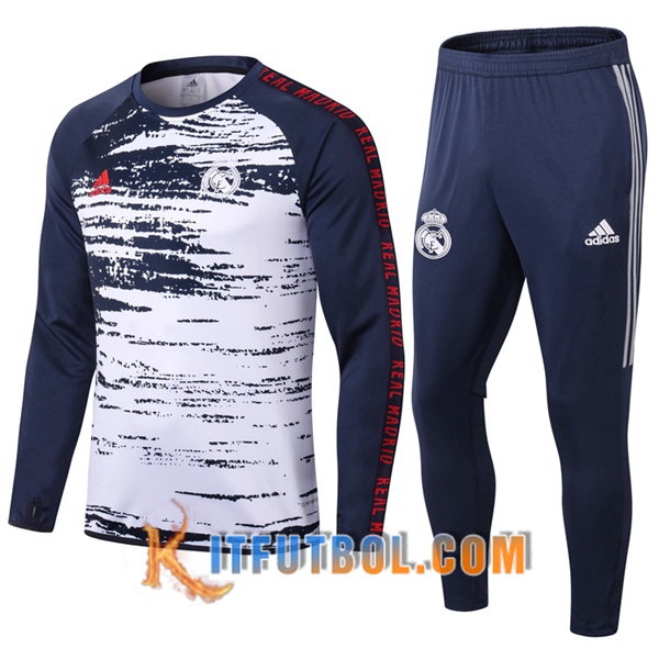 Nueva Chandal Futbol + Pantalones Real Madrid Ninos Azul/Blanco 20/21