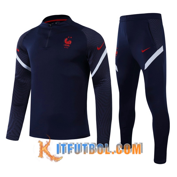 Nueva Chandal Futbol + Pantalones Francia Ninos Azul/Blanco 20/21