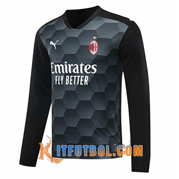 Camisetas Personalizadas Futbol Milan AC Portero Negro Manga Larga 20/21