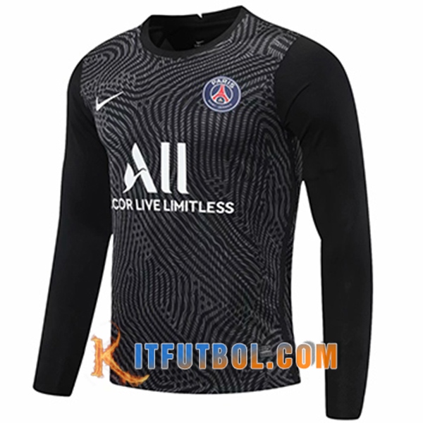 Camisetas Personalizadas Futbol PSG Portero Negro Manga Larga 20/21
