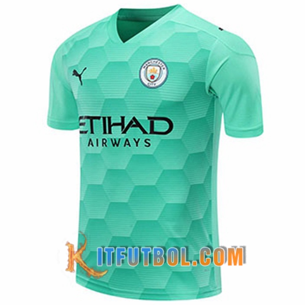 Camisetas Personalizadas Futbol Manchester City Portero Verde Claro 20/21