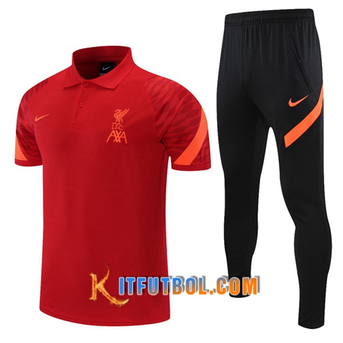 Camiseta Polo FC Liverpool + Pantalones Naranja/Rojo 2021/2022