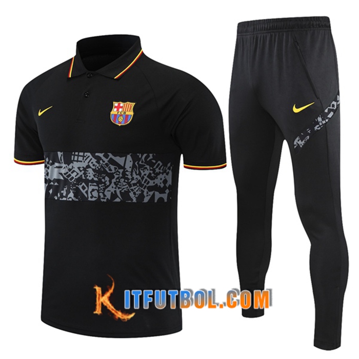 Camiseta Polo FC Barcelona + Pantalones Negro/Gris 2021/2022