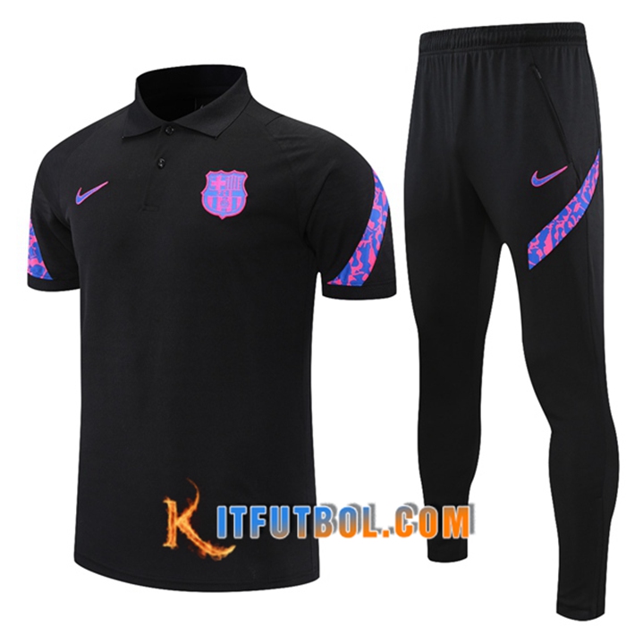 Camiseta Polo FC Barcelona + Pantalones Negro/Purpura 2021/2022