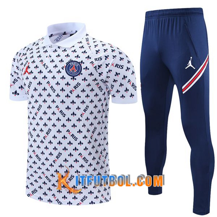 Camiseta Polo Jordan PSG + Pantalones Blanca/Negro 2021/2022