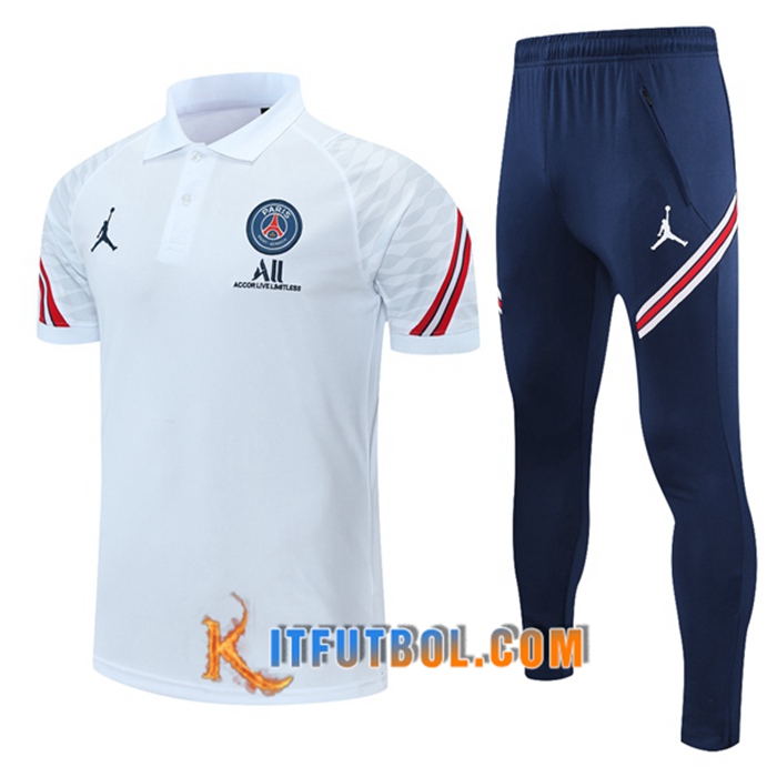 Camiseta Polo Jordan PSG + Pantalones Rojo/Blanca 2021/2022