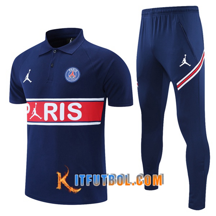 Camiseta Polo Jordan PSG + Pantalones Azul Marino/Rojo/Blanca 2021/2022