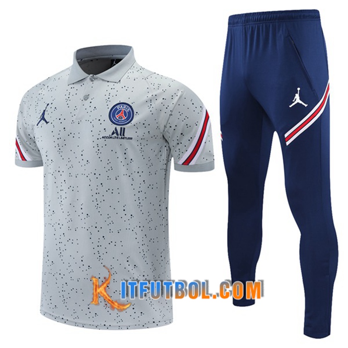 Camiseta Polo Jordan PSG + Pantalones Gris/Rojo 2021/2022