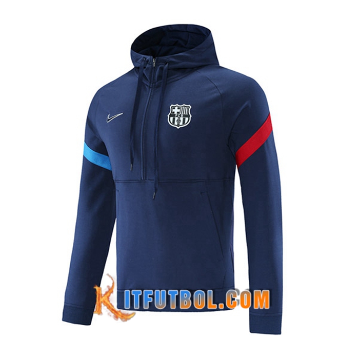 Sudadera De Entrenamiento Con Capucha FC Barcelona Azul Marino/Rojo/Azul 2021/2022