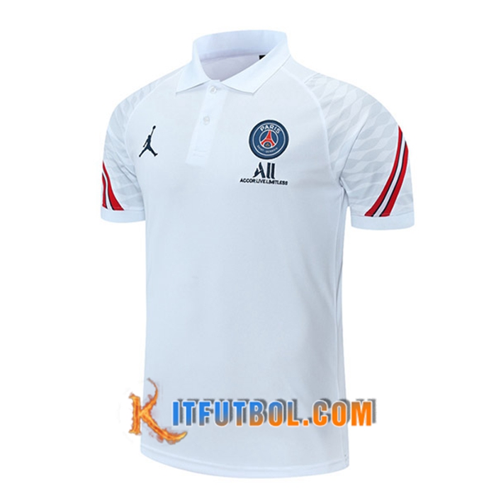 Camiseta Polo Jordan PSG Rojo/Blanca 2021/2022