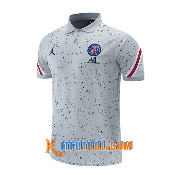 Camiseta Polo Jordan PSG Gris/Rojo 2021/2022