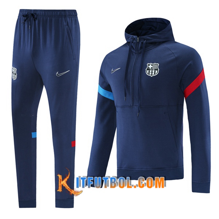 Chaqueta Con Capucha Chandal FC Barcelona Azul Marino/Rojo/Azul 2021/2022