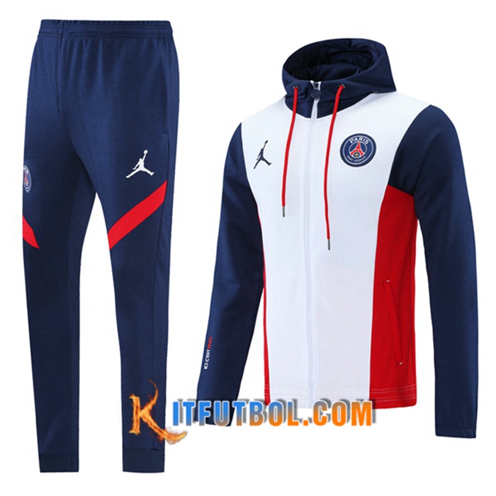 Chaqueta Con Capucha Chandal Jordon PSG Blanca/Negro/Rojo 2021/2022