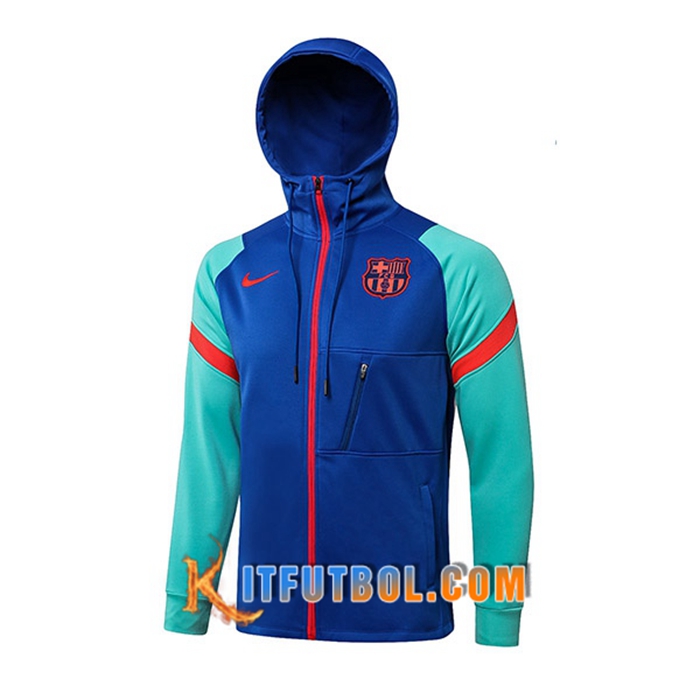 Chaqueta Con Capucha FC Barcelona Azul/Verde 2021/2022