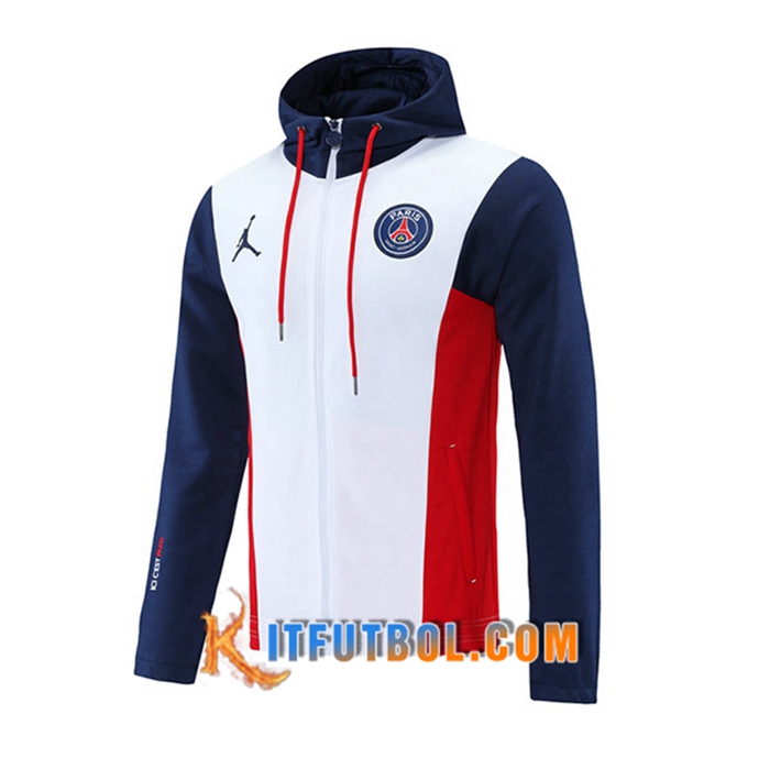 Chaqueta Con Capucha Jordon PSG Blanca/Negro/Rojo 2021/2022