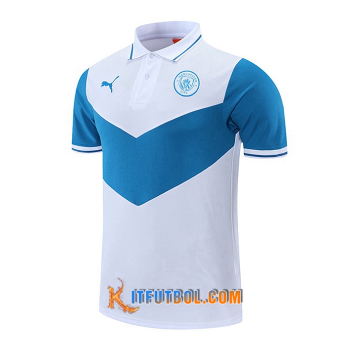 Camiseta Polo Manchester City Blanca/Azul 2021/2022