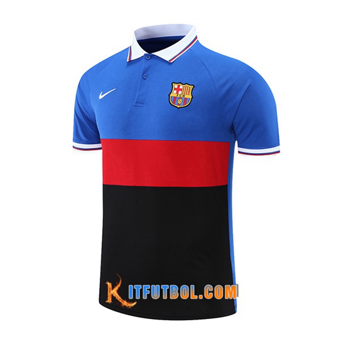 Camiseta Polo FC Barcelona Azul/Negro/Rojo 2021/2022