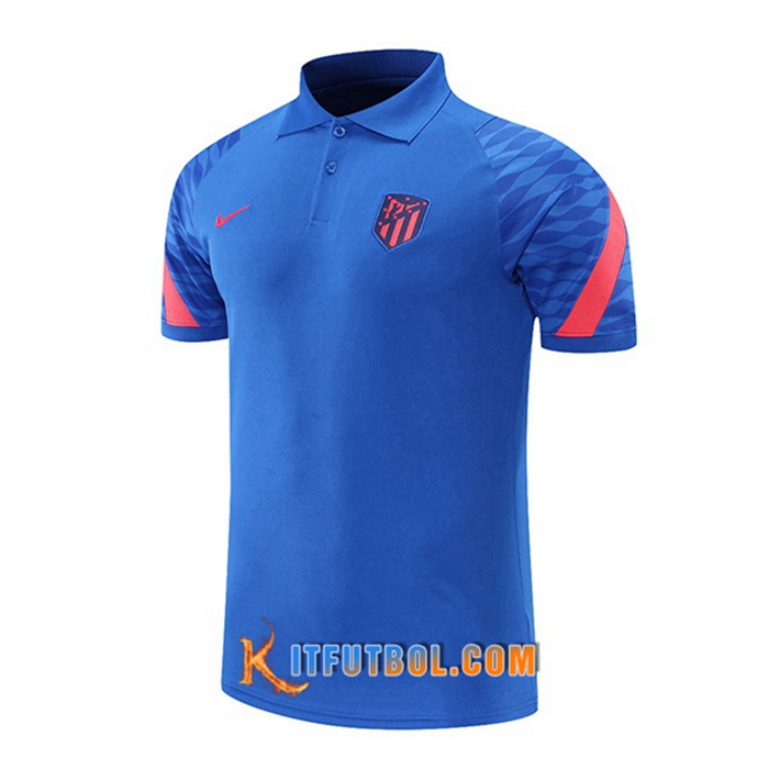 Camiseta Polo Atletico Madrid Azul/Rojo 2021/2022