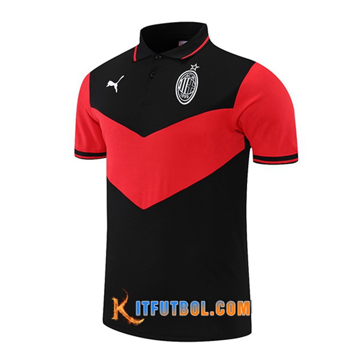 Camiseta Polo AC Milan Negro/Rojo 2021/2022