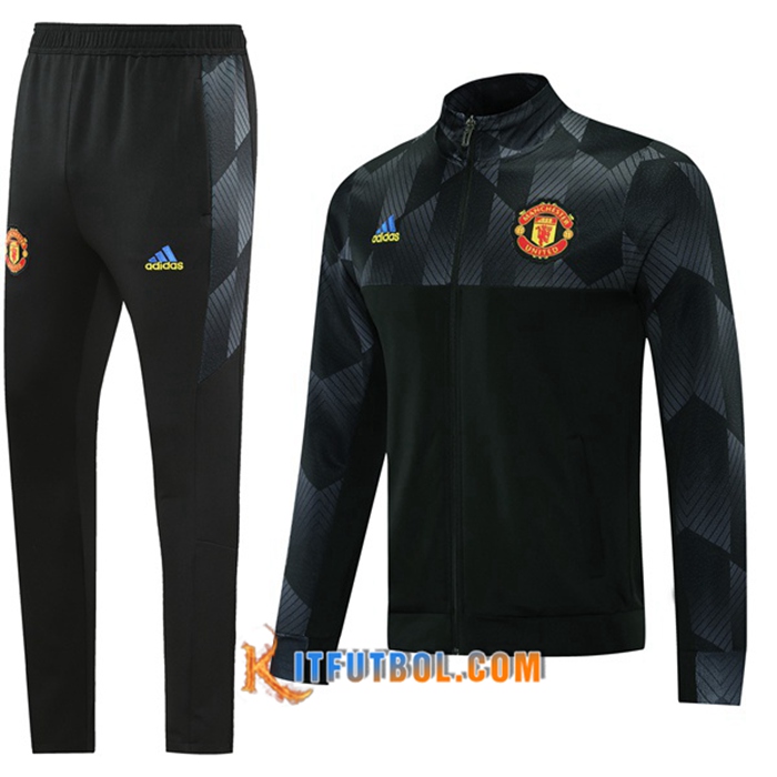 Chandal Equipos De Futbol - Chaqueta Manchester United Negro/Gris 2021/2022