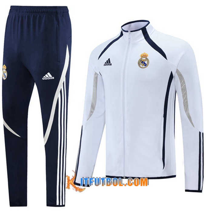 Chandal Equipos De Futbol - Chaqueta Real Madrid Blanca/Negro 2021/2022