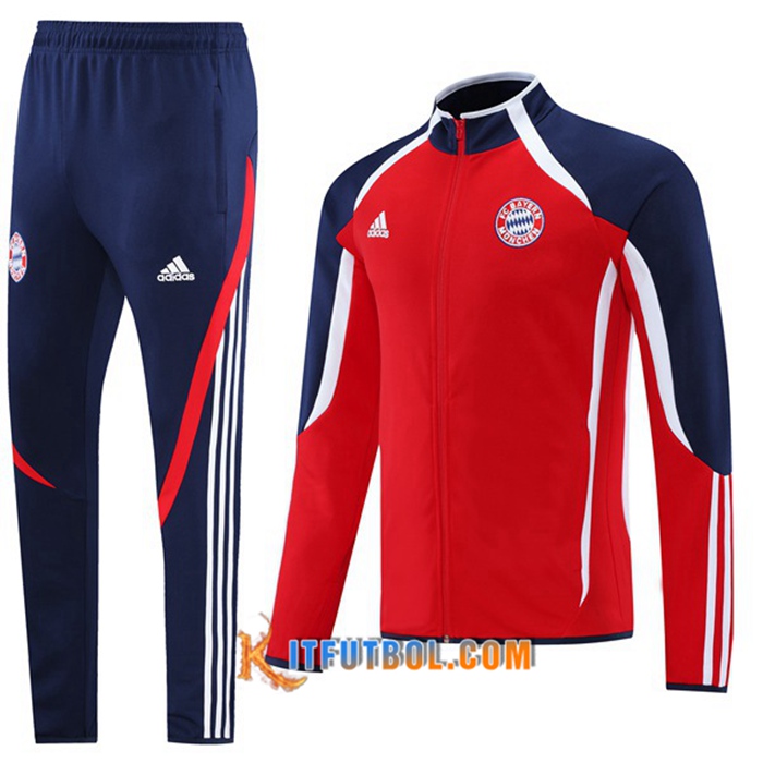 Chandal Equipos De Futbol - Chaqueta Bayern Munich Rojo/Blanca/Azul Marino 2021/2022