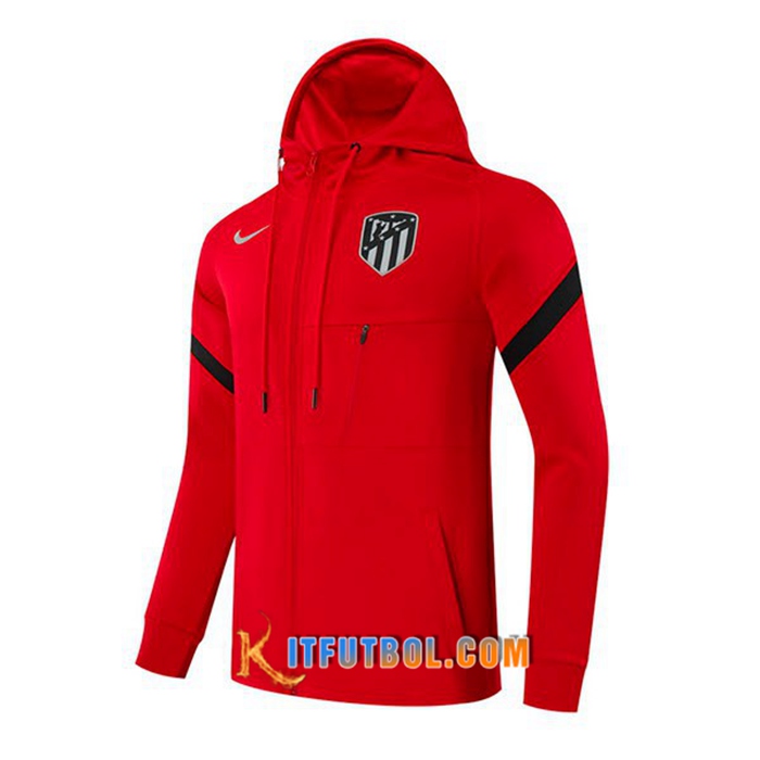 Chaqueta Con Capucha Atletico Madrid Rojo/Negro 2021/2022
