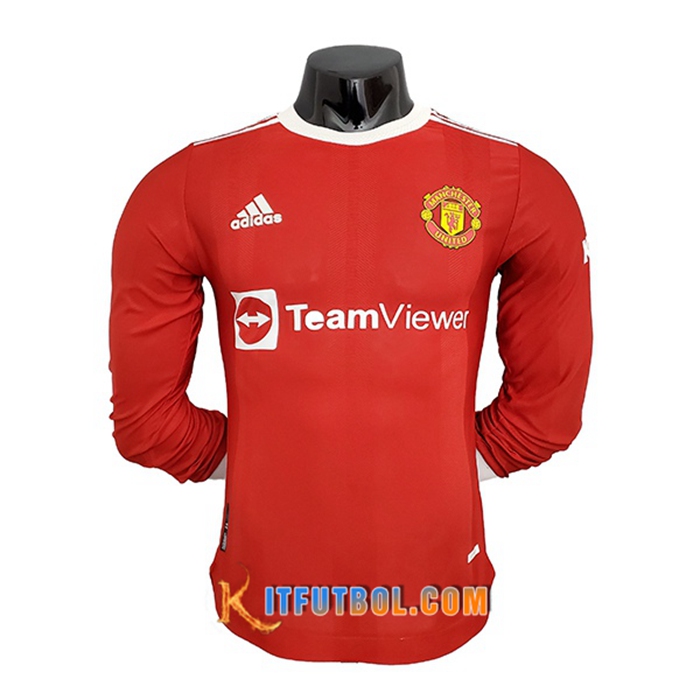 Camiseta Futbol Manchester United Titular Manga Larga 2021/2022