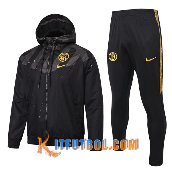 Nueva Chandal Futbol - Chaqueta Rompevientos + Pantalones Inter Milan Negro 19/20