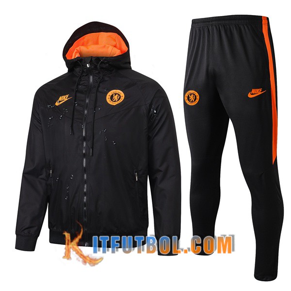 Nueva Chandal Futbol - Chaqueta Rompevientos + Pantalones FC Chelsea Negro 19/20