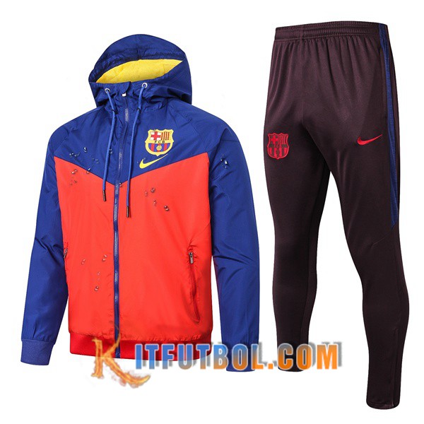 Nueva Chandal Futbol - Chaqueta Rompevientos + Pantalones FC Barcelona Azul Naranja 19/20