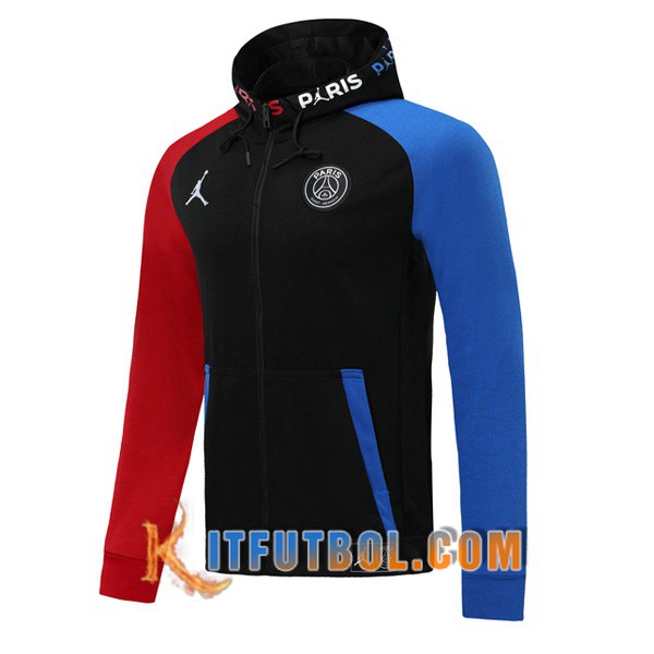 Nueva Chaqueta Futbol Con Capucha Jordan Paris PSG Negro Azul Roja 19/20