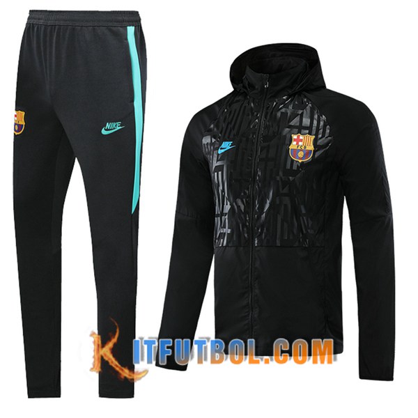 Nueva Chandal Futbol - Chaqueta Rompevientos + Pantalones FC Barcelona Negro 20/21